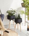 Metal Plant Pot Stand 35 x 35 x 55 cm Black with Light Wood AGROS_804774