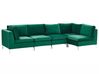 Left Hand 5 Seater Modular Velvet Corner Sofa Green EVJA_789633