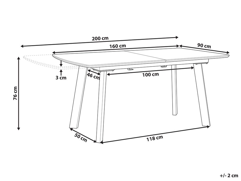 Extending Dining Table 160/200 x 90 cm Dark Wood and Black SALVADOR