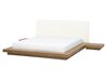 EU King Size Waterbed with Bedside Tables Light Wood ZEN_754544