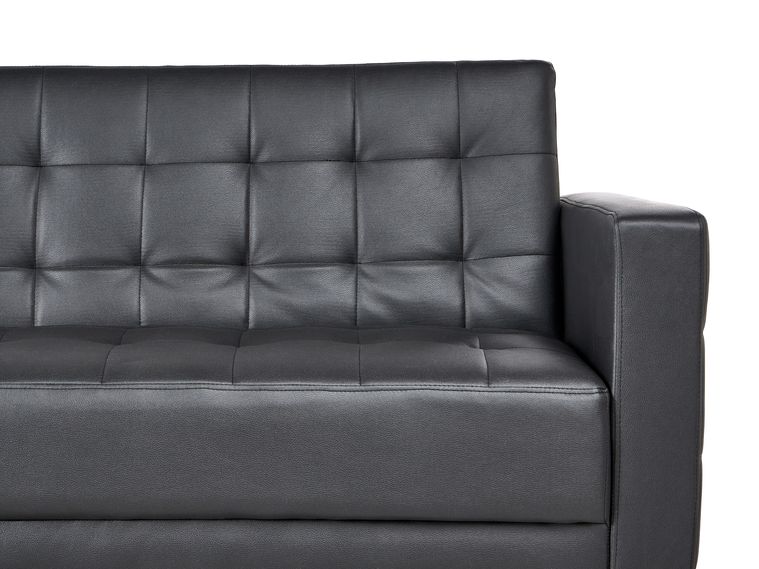 3 Seater Faux Leather Sofa Bed Black ABERDEEN Beliani.co.uk