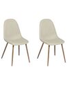Conjunto de 2 sillas de comedor de poliéster beige claro/madera clara BRUCE_682269