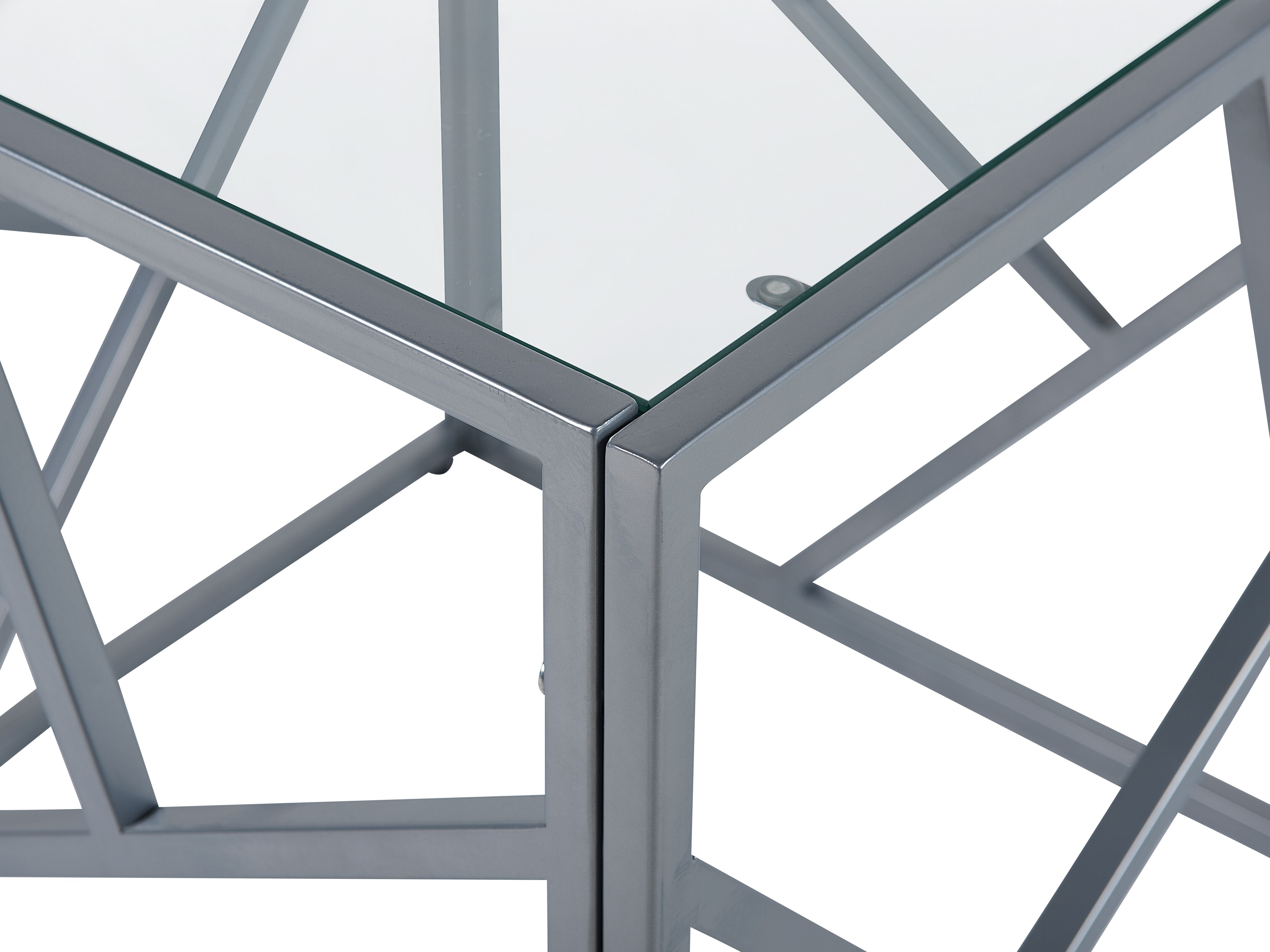 Glass Top Side Table Silver ORLAND Beliani.co.uk