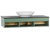 Meuble vasque à tiroirs avec miroir vert et bois clair ZARAGOZA_817217