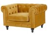 Ensemble canapé et fauteuil en velours jaune moutarde  4 places CHESTERFIELD_778745