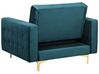 Conjunto de sofás reclináveis com 5 lugares em veludo azul esverdeado ABERDEEN_751981