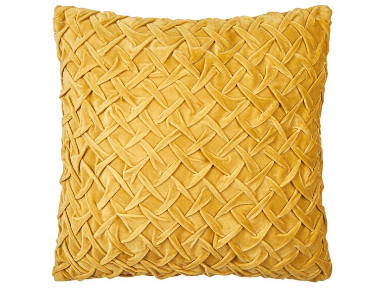 Velvet Pleated Cushion 45 x 45 cm Yellow CHOISYA_892783