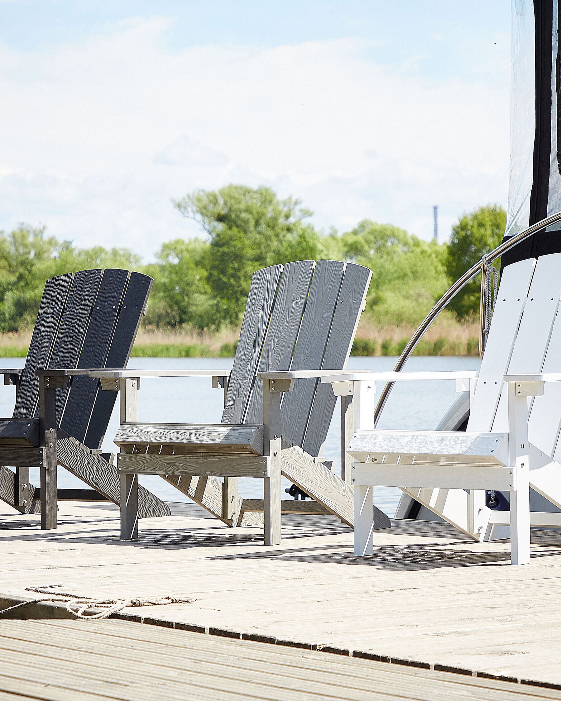 Gartenstuhl dunkelgrau Kunstholz ADIRONDACK | Beliani.de