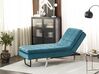 Chaise-longue ajustável em veludo azul esverdeado LOIRET_877689