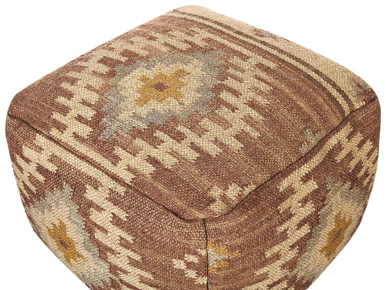 Pouf Rond Tissé En Jute Et Coton Beige 50 Cm Remplissage à Billes