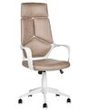 Faux Leather Swivel Office Chair Beige and White DELIGHT_834158
