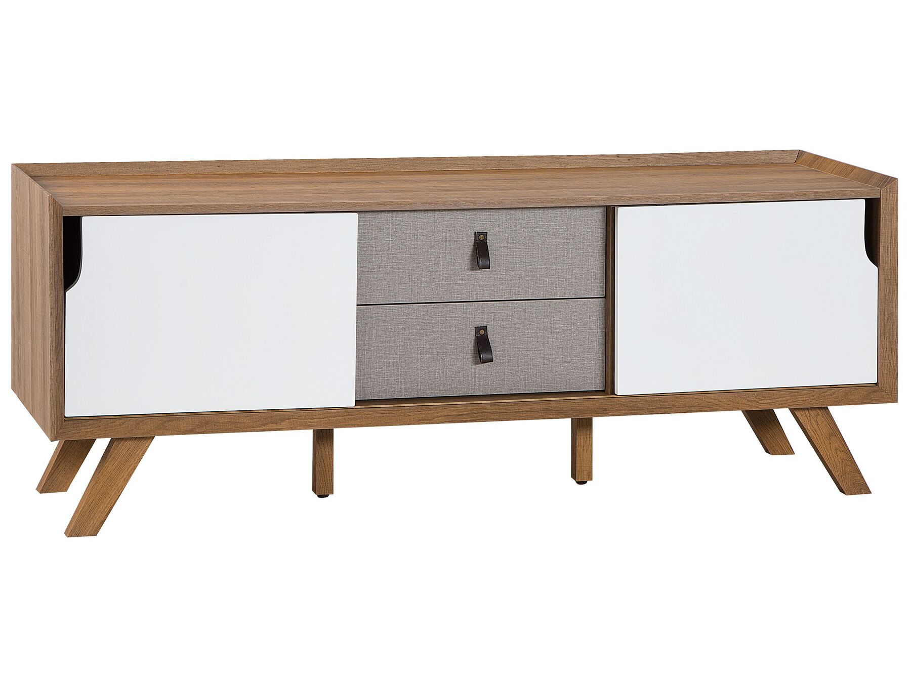 TV Furniture White/Light Wood Shade 2 Drawer Acton-