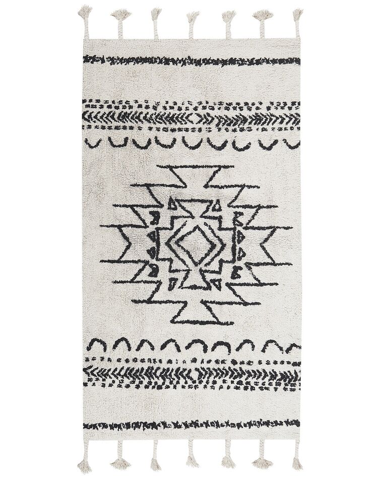 Tapete de algodão preto e branco 80 x 150 cm KHOURIBGA_831350