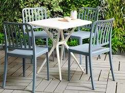 Valkosininen 4-istuttava ulkoruokailuryhmä SERSALE Valkosininen 4-istuttava ulkoruokailuryhmä SERSALE