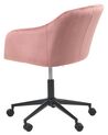 Krzesło biurowe regulowane welurowe różowe VENICE_868453