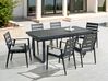 Zestaw ogrodowy stół rozkładany i 6 krzeseł czarny z poduszkami szarymi VALCANETTO/TAVIANO_846146