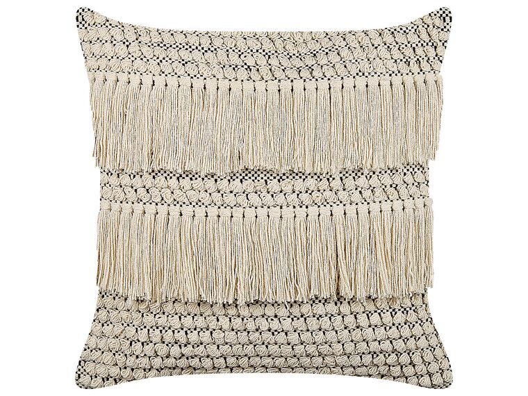 Cotton Cushion with Tassels 45 x 45 cm Beige IRESINE_840083