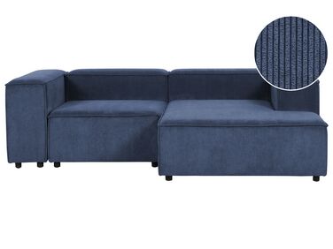 Kombinálható kétszemélyes bal oldali kék kordbársony kanapé APRICA