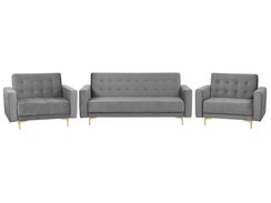 5-istuttava harmaa samettiverhoiltu sohvaryhmä ABERDEEN 5-istuttava harmaa samettiverhoiltu sohvaryhmä ABERDEEN