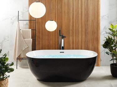 Frittstående badekar oval svart 170 x 80 cm NEVIS