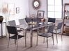 Conjunto de mesa com tampo triplo granito polido preto 180 x 90 cm e 6 cadeiras rattan sintético GROSSETO_766641