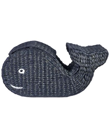 Cesto forma de baleia em fibra de jacinto de água preto ORANIA
