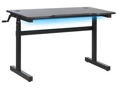 Herný stôl RGB LED ručne nastaviteľný 120 x 60 cm čierny DURBIN
