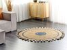 Round Jute Area Rug ⌀ 140 cm Beige and Blue OBAKOY_904102