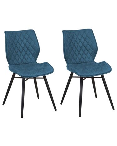 Conjunto de 2 sillas de comedor de poliéster azul turquesa/negro LISLE