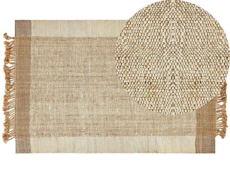 Teppich Jute sandbeige 200 x 300 cm geometrisches Muster Kurzflor DEDEMLI_847567