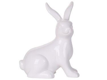 Figurine décorative lapin en céramique blanc 21 cm MORIUEX