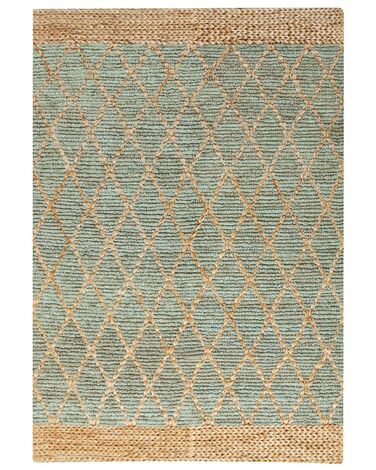 Teppich Jute grün / beige 160 x 230 cm geometrisches Muster Kurzflor TELLIKAYA