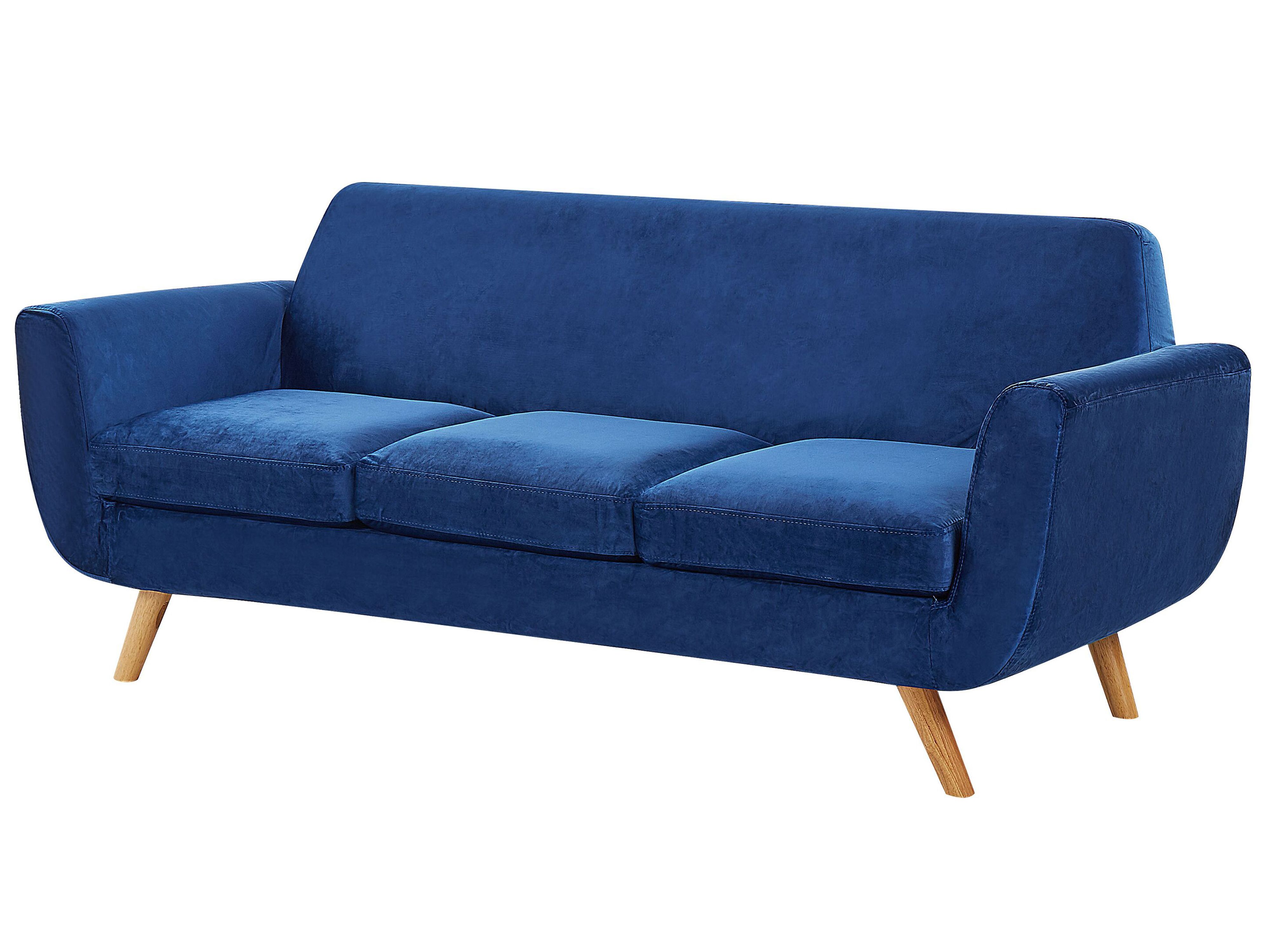Velvet 3Seater Sofa Cover Blue BERNES Beliani.co.uk