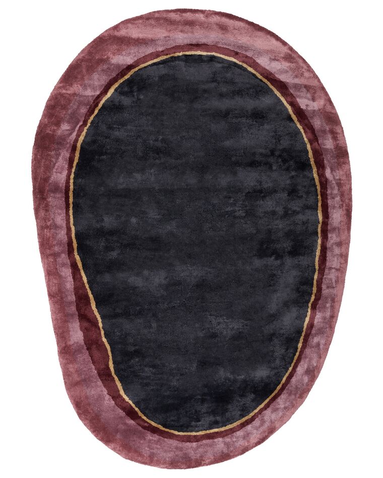 Teppich Viskose schwarz / burgunderrot 160 x 230 cm Kurzflor PITHORO_904741