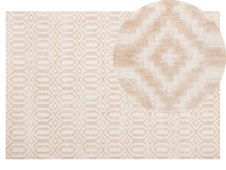 Teppich beige 140 x 200 cm geometrisches Muster Kurzflor ADATEPE_750780