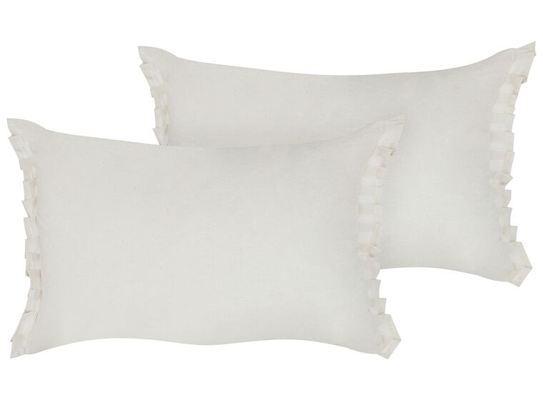 Set of 2  Linen Cushions 30 x 45 cm Off-white SASSAFRAS_906651