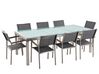 Sada záhradného nábytku stôl so sklenenou doskou 220 x 100 cm 8 sivých stoličiek GROSSETO_677352