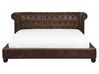 Faux Suede EU King Size Bed Brown CAVAILLON_727087