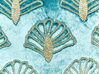 Set of 2 Embroidered Velvet Cushions Seashell Pattern 45 x 45 cm Turquoise PANDOREA_892776
