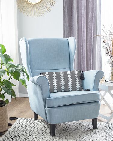 Fabric Wingback Chair Blue ABSON