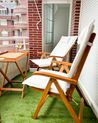 Set de terrasse table et 2 chaises en bois clair coussins blanc cassé JAVA_878213