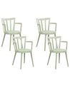 Set of 4 Plastic Dining Chairs Green MORILL_876310