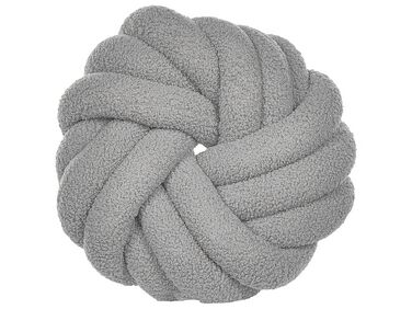Coussin nœud en tissu bouclé gris 31 x 11 cm AKOLA