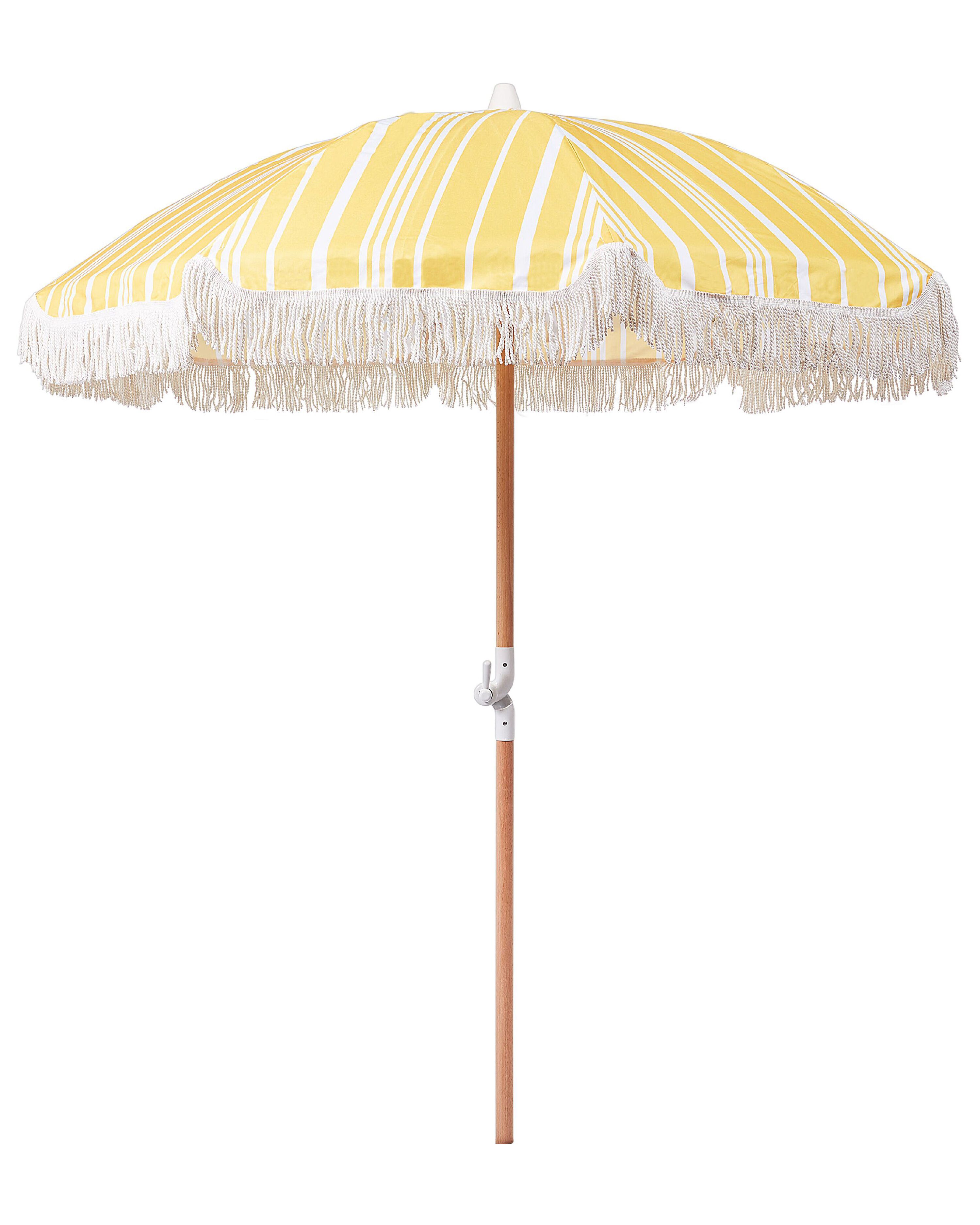 Sonnenschirm ⌀ 150 cm gelb / weiß mit Volant MONDELLO 