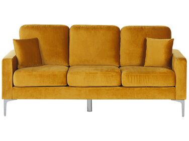 Sofa 3-osobowa welurowa żółta GAVLE