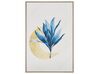 Floral Motif Framed Canvas Wall Art 63 x 93 cm Beige and Blue CORVARO_816246