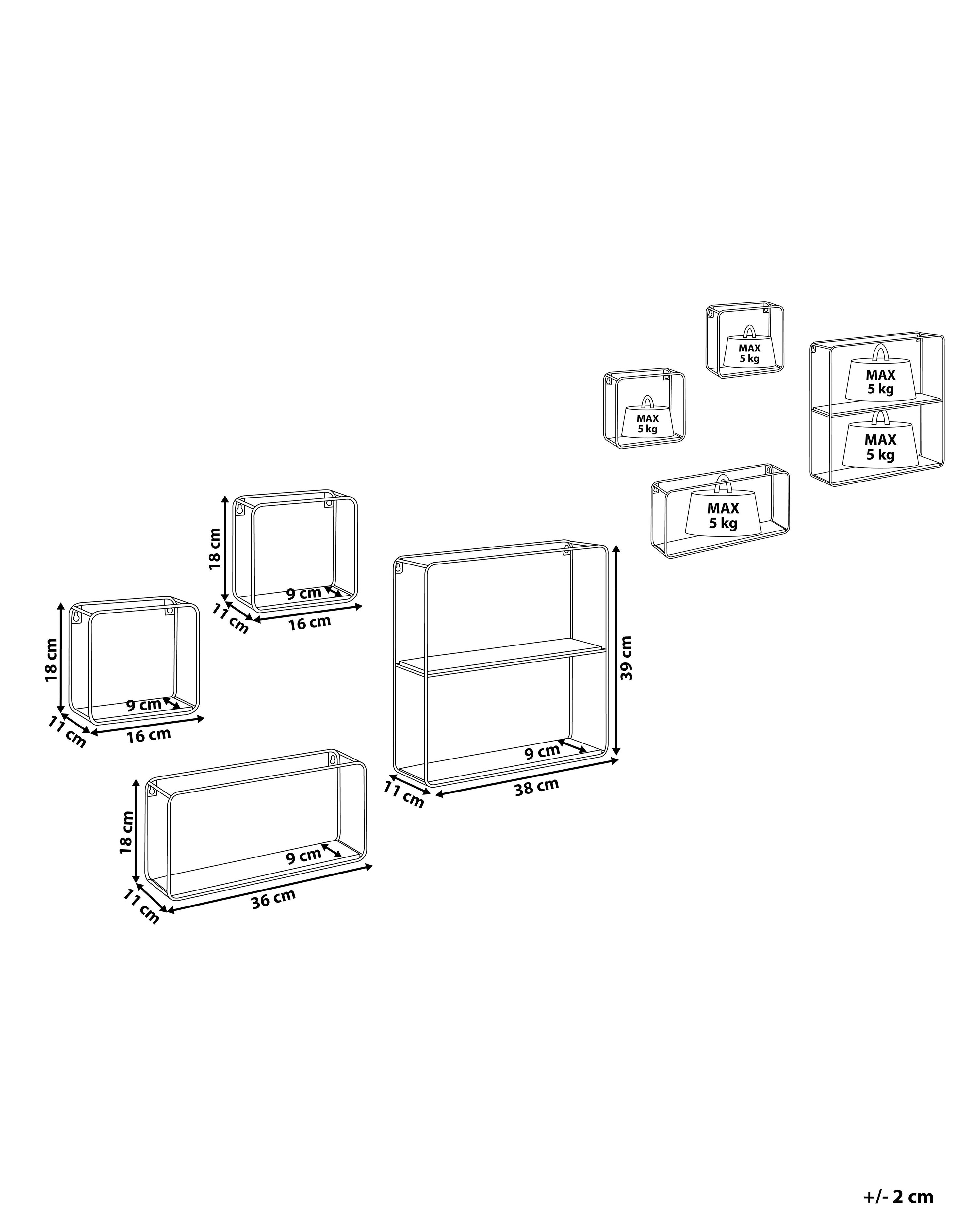 Set of 4 Geometric Wall Shelves BRITO Beliani.co.uk