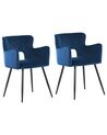 Conjunto de 2 cadeiras de jantar em veludo azul marinho SANILAC_847085
