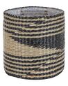 Set of 3 Seagrass Plant Pot Baskets Natural and Black RATTAIL_824939