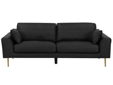 3 Seater Leather Sofa Black TORGET